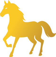 Golden horse elegant animal icon.