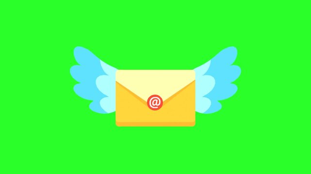 Flying Email Envelope with Wings for Fast Communication Concept
