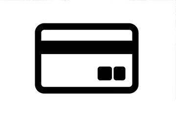 Simple Black And White Icon Representation Of A Credit Card With Rounded Corners And Two Small Squares On The Right Side Against A White Background