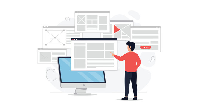Dynamic digital strategist analyzing website interfaces and user experience on modern computer screen