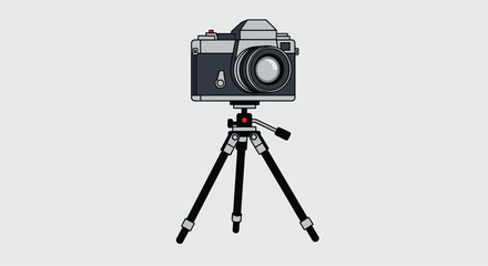 Vintage camera poised on a minimalist tripod, ready to capture timeless moments with professional precision and artistic flair