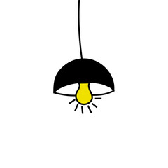 Hanging lamp icon. Light bulb symbol. Electric fixture vector. Interior decor element.