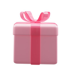 3D Render of Pink Gift Box with Ribbon