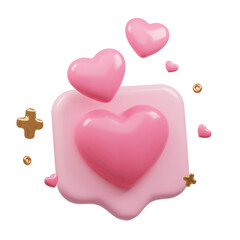 3D Render of Social Media Like Notification