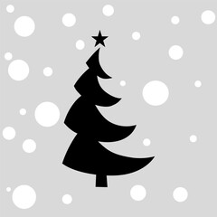 Christmas tree element. Winter snowy vector. Holiday star decoration. Festive season illustration.