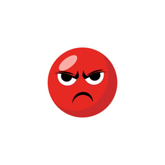 Angry face icon. Red emotion symbol. Mad expression vector. Bad mood graphic.
