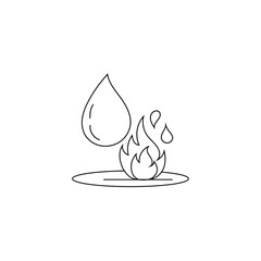 Water fire icon. Contrast element symbol. Nature balance vector. Opposite force graphic.