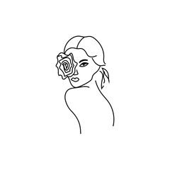 Woman face outline. Minimal beauty symbol. Line art vector. Abstract portrait illustration.