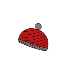 Winter hat icon. Warm knit vector. Cold weather symbol. Head protection element.