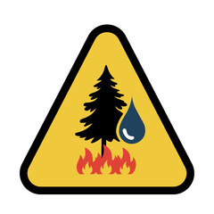 Wildfire warning sign. Forest fire vector. Caution danger symbol. Flame emergency element.