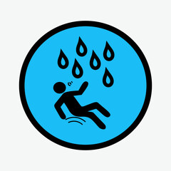 Drowning person icon. Water danger vector. Caution swimming symbol. Emergency rescue element.