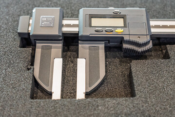 High precision measurement tools in a mechanics plant, caliper, micrometer. The measuring tool for quality assurance of details in mechanical engineering and cnc machines