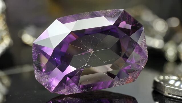 Definition Video Clip Showcasing a Naturally Formed Purple-Violet Spinel Gemstone in its Rough Uncut