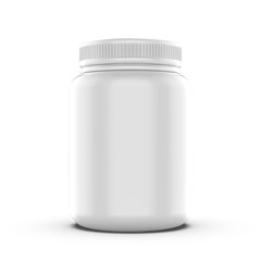 White Plastic Bottle Mockup for Supplements, Vitamins, or Medication Packaging