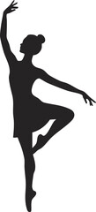 Ballerina silhouette dancing gracefully on one leg with raised arm in elegant pose vector illustration 