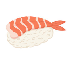 Shrimp Nigiri Sushi Flat Illustration