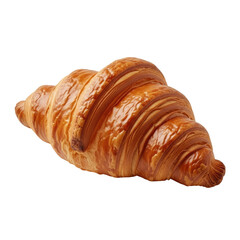 Perfectly baked, golden croissant isolated against a stark, black background