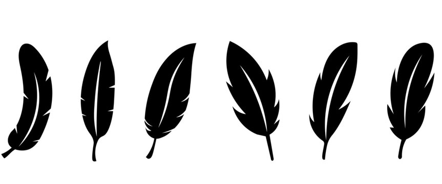 シンプルな羽のシルエットイラストセット