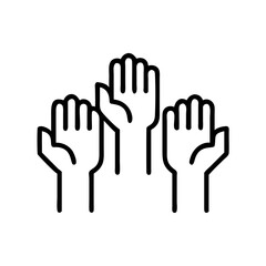 Obraz premium Raised hands in multiple skin tones symbolizing equal rights and unity Concept of icon vector 