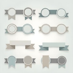 Rounded Badge Frames & Ribbon Set