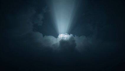 Ethereal Luminescence. Rays Piercing the Tempestuous Cumulus, A Study in Light and Shadow.