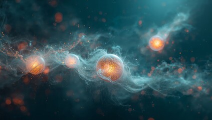 Ethereal Orbs. A Luminescent Dance of Light and Texture in a Deep Blue Void.