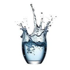 Water splash in glass with transparent background