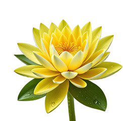 A vibrant yellow water lily, blooming against a dark, contrasting background