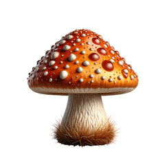 Digitally created vibrant mushroom with a spotted, orange cap