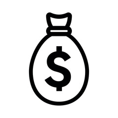 Money bag icon with dollar symbol in bold black outline for finance and savings