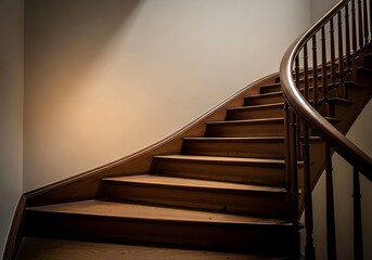 Elegant Curved Wooden Staircase with a warm and inviting ambiance