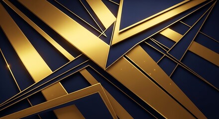 Luxurious geometric pattern with golden lines on dark blue background