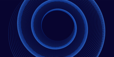 Abstract blue background with glowing curved lines. Shiny blue swirl curve lines design. Spiral lines. Geometric oval pattern. Futuristic technology concept. Vector illustration