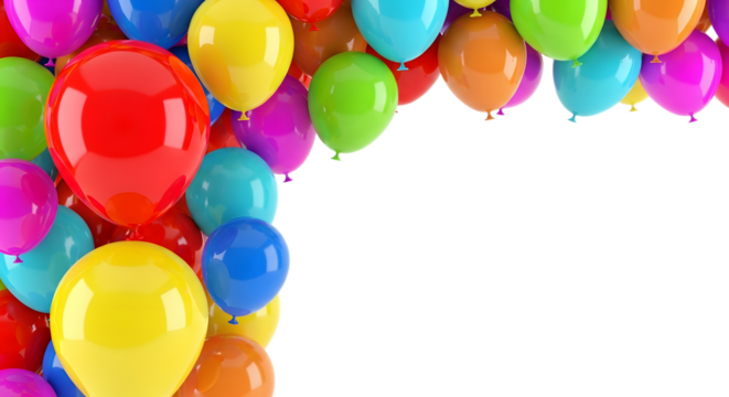 Isolated colorful balloons ,  Colorful party balloons with isolated against transparent background. Christmas and happy birthday concept