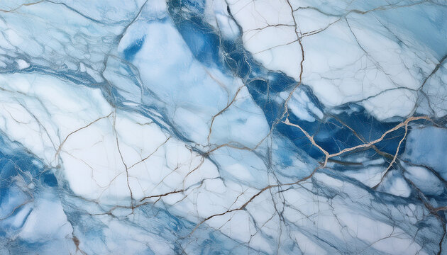 Light Blue Marble Texture With Natural Veins And Cracks