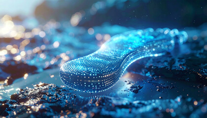 Digital Footprint in Cyber Landscape: A futuristic interpretation of a digital footprint, intricately rendered with glowing lines and circuits.