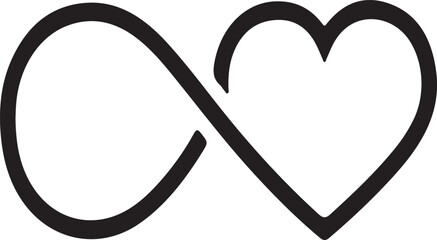 Infinity Symbol Intertwined with a Heart Outline on White Background love forever