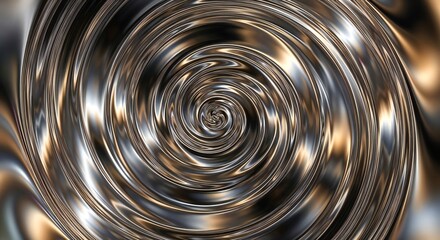 Metallic swirl pattern reflecting light in motion.