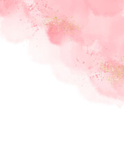 Obraz premium Pastel Pink watercolor abstract background. wedding invitation designs or card templates for greetings or invitations on valentines Day. watercolor paint brush glitter gold for wedding elements