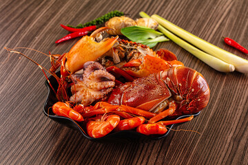 Seafood plate - lobster, crab, prawm octopus