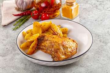 Baked chicken thighs with potatoes