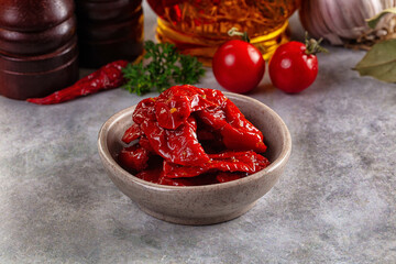 Tasty dried tomatoes in the bowl