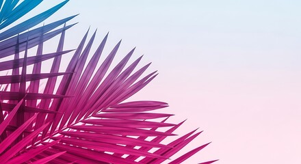Colorful Palm Leaves with Blue and Pink Tones in a Creative Arrangement for Modern Design