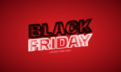 Black Friday Text Up Rising To The Right With Limited Time Only Text Banner on Red Background