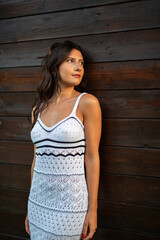 woman in white dress at pool