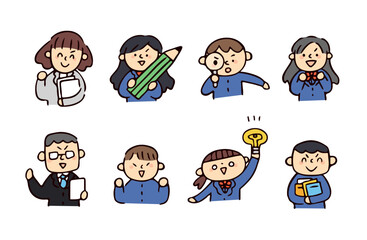 先生と学生のイラストセット