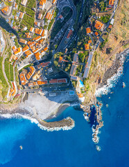Panoramic view of the small village of Ponta do Sol, near Funchal. Madeira Island, Portugal