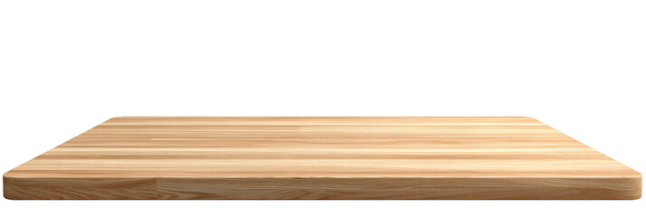 A clean wooden cutting board positioned on a neutral background, ideal for food preparation, showcasing its smooth surface and natural grain, perfect for culinary photography
