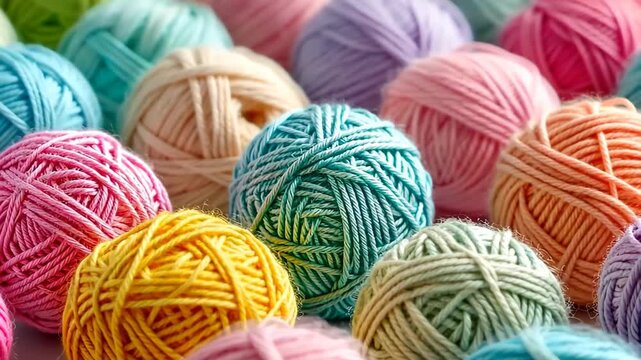 Artisanal Yarn Array: A vibrant assortment of colorful yarn balls, inviting the user to embrace the art of knitting and crochet. Showcasing the beauty of craft