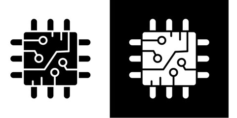 Computer Chip  Icon Set White Style Collection
